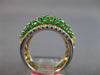 LARGE 1.81CT DIAMOND & AAA EMERALD 18K 2 TONE GOLD 3D MULTI ROW ANNIVERSARY RING