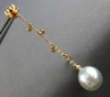LARGE & LONG .15CT DIAMOND & AAA SOUTH SEA PEARL 18K WHITE GOLD HANGING EARRINGS