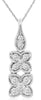 .16CT DIAMOND 14KT WHITE GOLD 3D ROUND DOUBLE FLOWER TEAR DROP FLOATING PENDANT