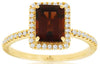 2.40CT DIAMOND & AAA GARNET 14KT YELLOW GOLD EMERALD CUT & ROUND FRIENDSHIP RING