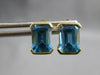1.92CT AAA BLUE TOPAZ 14KT YELLOW GOLD CLASSIC SEMI BEZEL STUD EARRINGS #27663