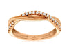 ESTATE .16CT DIAMOND 14KT ROSE GOLD CLASSIC ROUND CRISS CROSS INFINITY LOVE RING