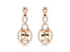 1.72CT DIAMOND & AAA MORGANITE 14K ROSE GOLD OVAL HALO INFINITY HANGING EARRINGS