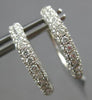 1.08CT DIAMOND 18K WHITE GOLD 3D CLASSIC PAVE 3 ROW HUGGIE HOOP HANGING EARRINGS