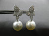 ESTATE LARGE 1.05CT DIAMOND & AAA SOUTH SEA PEARL 18K WHITE GOLD 3D MULTI LEAF EARRINGS