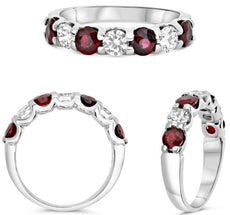1.71CT DIAMOND & AAA RUBY 14KT WHITE GOLD 3D ROUND CLASSIC 7 STONE LUCIDA RING