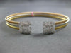 WIDE 2.94CT DIAMOND 18KT TRI COLOR GOLD ROUND & BAGUETTE CLUSTER BANGLE BRACELET