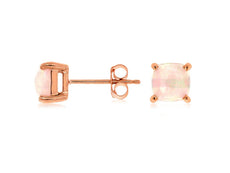 ESTATE 1.20CT AAA OPAL 14KT ROSE GOLD 3D CLASSIC CUSHION SOLITAIRE STUD EARRINGS