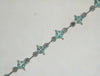 3.82CT DIAMOND & AAA AQUAMARINE 14KT WHITE GOLD PRINCESS & ROUND TENNIS BRACELET