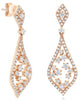 1.0CT DIAMOND 14KT ROSE GOLD OPEN FILIGREE FLORAL TEAR DROP FUN HANGING EARRINGS