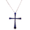 ESTATE 1.67CT DIAMOND & AAA SAPPHIRE 18KT WHITE GOLD 3D CROSS FLOATING PENDANT