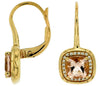 1.90CT DIAMOND & AAA MORGANITE 14KT YELLOW GOLD 3D CUSHION HALO HANGING EARRINGS