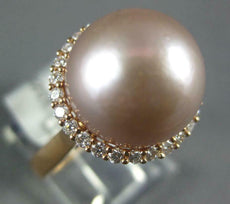 .32CT DIAMOND & AAA PINK SOUTH SEA PEARL 18KT ROSE GOLD CLASSIC HALO LOVE RING