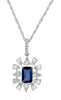 1.60CT DIAMOND & AAA SAPPHIRE 14KT WHITE GOLD SNOWFLAKE SQUARE FLOATING PENDANT