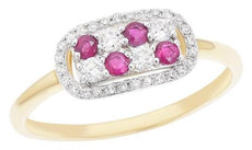 .49CT DIAMOND & AAA RUBY 14K YELLOW GOLD CLUSTER RECTANGULAR HALO OVAL FUN RING