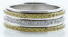 WIDE .87CT WHITE & FANCY YELLOW DIAMOND 18KT 2 TONE GOLD 3 ROW ANNIVERSARY RING