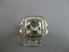 LARGE 3.55CT DIAMOND & AAA GREEN AMETHYST 14KT WHITE GOLD CUSHION HALO FUN RING