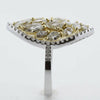 EXTRA LARGE 2.40CT WHITE & FANCY YELLOW DIAMOND 18K 2 TONE GOLD CLUSTER FUN RING