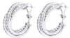 6.5CT DIAMOND 14KT WHITE GOLD 3D CHANNEL 3 ROW CRISS CROSS HOOP HANGING EARRINGS
