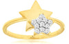 ESTATE .16CT DIAMOND 14KT YELLOW GOLD 3D CLASSIC DOUBLE STAR LUCKY FUN RING