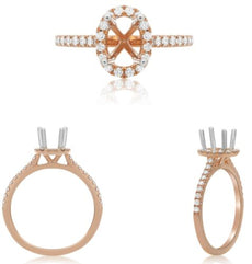 .29CT DIAMOND 14KT ROSE & WHITE GOLD 3D ROUND 4 PRONG SEMI MOUNT ENGAGEMENT RING
