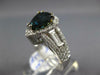 ESTATE LARGE 3.58CT DIAMOND & AAA SAPPHIRE 14K WHITE GOLD FLOWER ENGAGEMENT RING