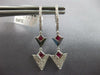 ESTATE .54CT DIAMOND & AAA RUBY 14KT WHITE GOLD TRIANGULAR FUN HANGING EARRINGS