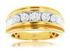WIDE 1CT DIAMOND 14KT WHITE & YELLOW GOLD ROUND 5 STONE WEDDING ANNIVERSARY RING