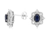 1.69CT DIAMOND & AAA SAPPHIRE 14KT WHITE GOLD OVAL FILIGREE FLOWER STUD EARRINGS