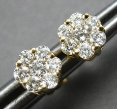 ESTATE .50CT DIAMOND 14KT YELLOW GOLD 3D CLASSIC CLUSTER FLOWER STUD EARRINGS