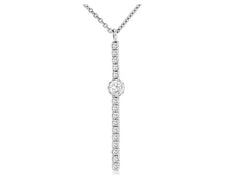 ESTATE .16CT DIAMOND 14KT WHITE GOLD 3D SOLITAIRE BAR CLASSIC FLOATING PENDANT