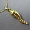 ESTATE 14KT YELLOW GOLD 3D HANDCRAFTED RIDGE ITALIAN HORN PENDANT & CHAIN #25072