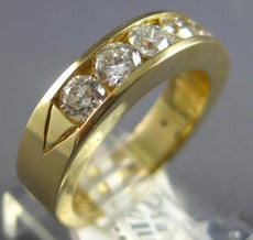 WIDE 1CT DIAMOND 14KT YELLOW GOLD ROUND CHANNEL 5 STONE WEDDING ANNIVERSARY RING