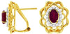 1.32CT DIAMOND & AAA RUBY 14KT YELLOW GOLD OVAL & ROUND FLOWER CLIP ON EARRINGS
