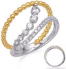 ESTATE .52CT DIAMOND 14KT 2 TONE GOLD 3D CLASSIC ROUND JOURNEY BEADED LOVE RING