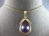 EXTRA LARGE 19.10CT DIAMOND & AAA AMETHYST 14KT YELLOW GOLD 3D TEAR DROP PENDANT