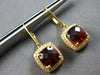 LARGE 5.61CT DIAMOND & AAA GARNET 14KT YELLOW GOLD 3D LEVERBACK HANGING EARRINGS