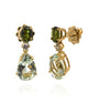 LARGE .12CT DIAMOND & AAA GREEN TOURMALINE & PRASIOLITE 18K YELLOW GOLD EARRINGS
