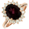 3.65CT DIAMOND & AAA RHODOLITE 14KT ROSE GOLD 3D OVAL & ROUND CLASSIC LOVE RING