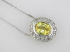 1.70CT DIAMOND & AAA YELLOW SAPPHIRE 14KT WHITE GOLD 3D OVAL BEZEL PENDANT