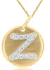.08CT DIAMOND 14KT YELLOW GOLD 3D LETTER Z INTIAL MATTE & SHINY FLOATING PENDANT