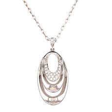 ESTATE .16CT DIAMOND 18KT WHITE GOLD 3D CLASSIC TRIPLE OVAL FUN FLOATING PENDANT