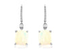 5.95CT DIAMOND & AAA OPAL 14KT WHITE GOLD 3D CUSHION LEVERBACK HANGING EARRINGS