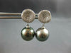 LARGE .54CT DIAMOND & AAA TAHITIAN PEARL 14KT WHITE GOLD 3D FUN HANGING EARRINGS