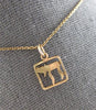 ESTATE SMALL 14KT YELLOW GOLD 3D CHAI LIFE SQUARE FLOATING PENDANT #28118