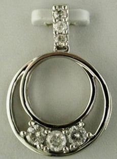 .50CT DIAMOND 14KT WHITE GOLD 3D ROUND CIRCLE OF LIFE 3 STONE FLOATING PENDANT