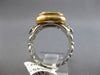 LARGE 3.2CT DIAMOND & AAA AQUAMARINE 14K 2 TONE GOLD CUSHION ROUND 3 STONE RING