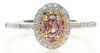 .34CT WHITE & PINK DIAMOND 18KT WHITE ROSE GOLD OVAL DOUBLE HALO FRIENDSHIP RING