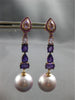 ESTATE LARGE 3.13CT DIAMOND AAA MULTI GEM & PINK SOUTH SEA PEARL 18K ROSE GOLD EARRINGS