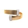 2.12CT DIAMOND 18KT 2 TONE GOLD MULTI ROW CRISS CROSS SNAKE CUFF BANGLE BRACELET